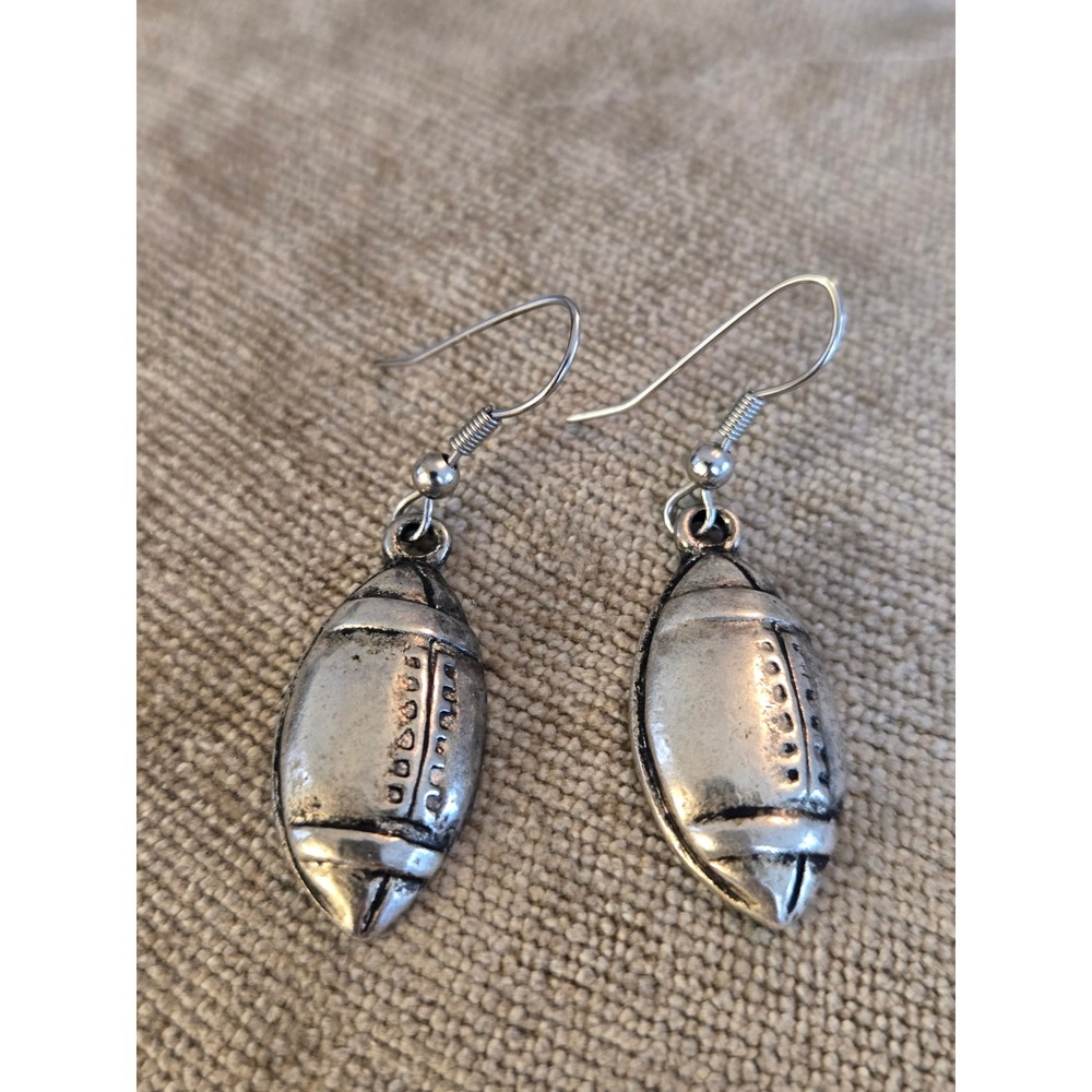 Silvertone Football Earrings Pieces
